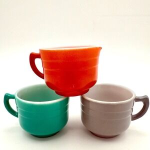 3 Vintage HAZEL ATLAS Moderntone Platonite Little Hostess Tea Cups 1.75" MCM